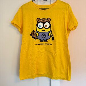 Universal Studio Minion Crew Neck Short Sleeve Tee Yellow Large